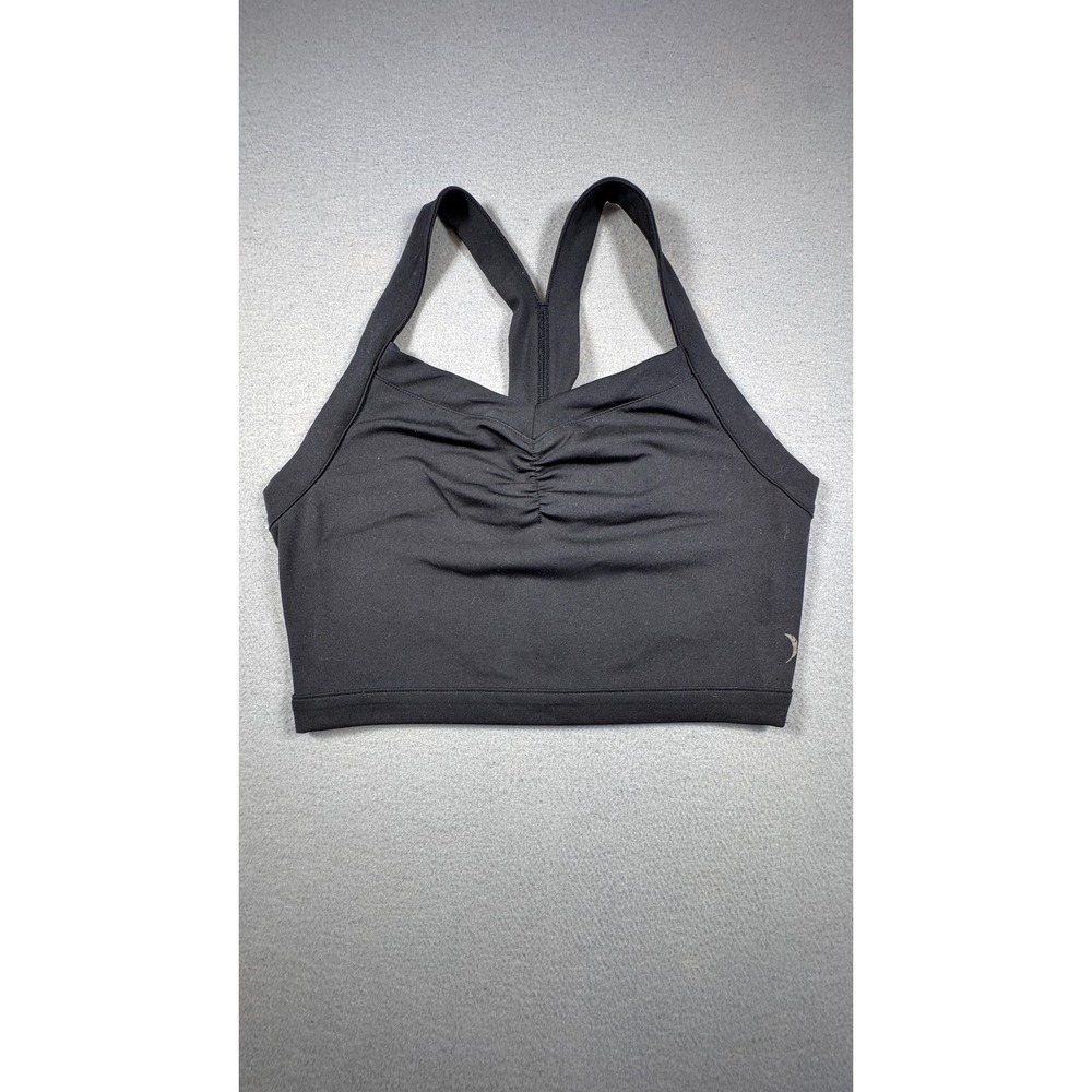 Jessica Simpson Active Womens Black Ruched Front Racerback Sports Bra Size M